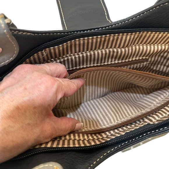 (7-200) Brand New with Tag -Black & (Turq) Western Style Two Handle Shoulder Bag - Picture 7 of 12